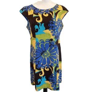 Robbie Bee Retro Mod Floral Print Dress Sleeveless Colorful Size‎ 12